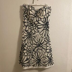 Strapless Black & White Floral Sundress
